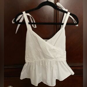 Express White Peplum Tank Top with Tie Straps